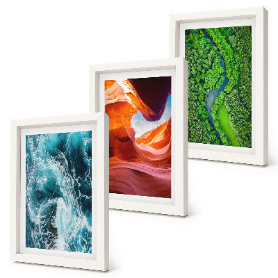 Set 3 tablouri Canion cu apă în mișcare și natură verde în pădure