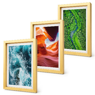 Set 3 tablouri Canion cu apă în mișcare și natură verde în pădure