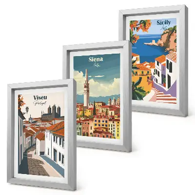 Galerie de perete cu ilustrații retro ale orașelor celebre din întreaga lume