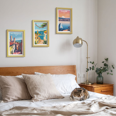 Set 3 tablouri Orașe italiene și peisaje retro de pe litoral
