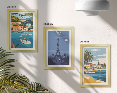 Set 3 tablouri Vederi ale orașelor de coastă și ale arhitecturii lor