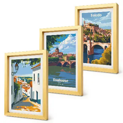 Galerie de perete cu grafică în stil retro a orașelor celebre