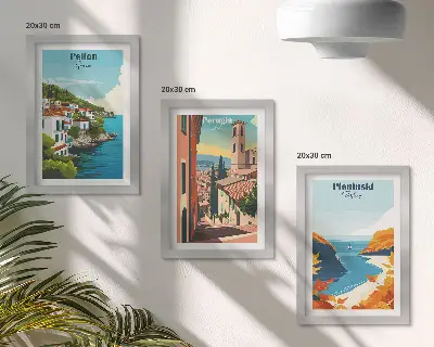 Galerie de perete cu peisaje pitorești în stil retro