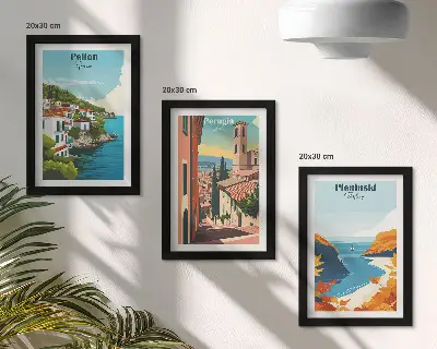 Galerie de perete cu peisaje pitorești în stil retro