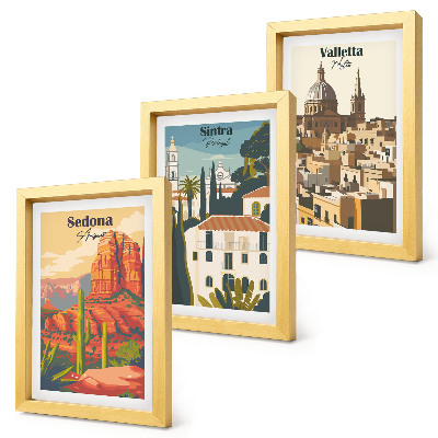 Galerie de perete Peisaje urbane retro din Sedona, Sintra și Valletta