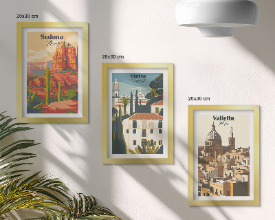 Galerie de perete Peisaje urbane retro din Sedona, Sintra și Valletta