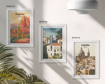 Galerie de perete Peisaje urbane retro din Sedona, Sintra și Valletta