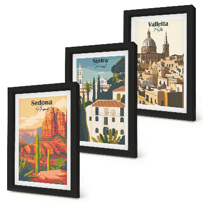 Galerie de perete Peisaje urbane retro din Sedona, Sintra și Valletta