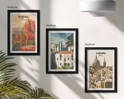 Galerie de perete Peisaje urbane retro din Sedona, Sintra și Valletta