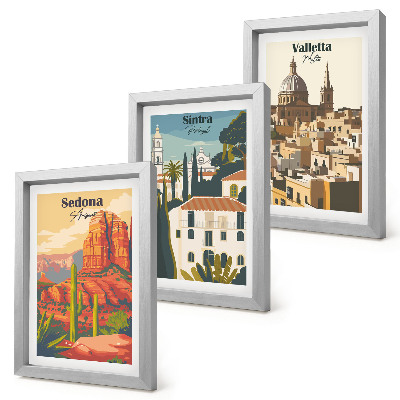 Galerie de perete Peisaje urbane retro din Sedona, Sintra și Valletta