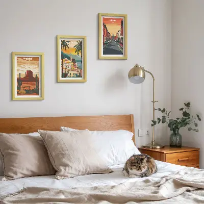 Set de 3 tablouri cu peisaje urbane și naturale în culori calde
