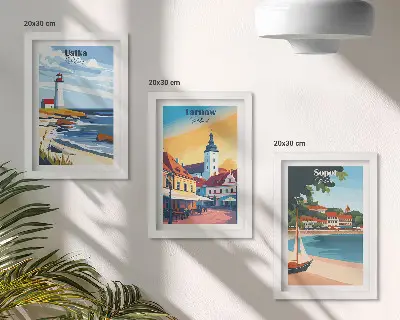 Galerie de perete cu vederi ale orașelor poloneze Ustka Tarnów și Sopot