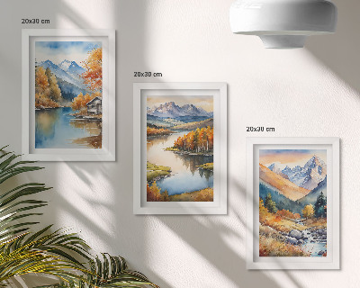 Galerie de perete Vedere la munte cu râu și copaci de toamnă