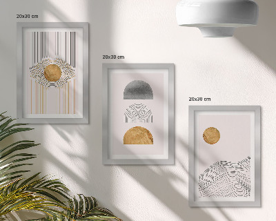 Galerie de perete Forme și linii abstracte în nuanțe de bej și gri