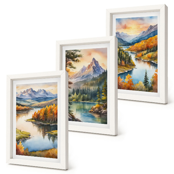 Galerie de perete Peisaje montane cu râu și copaci colorați