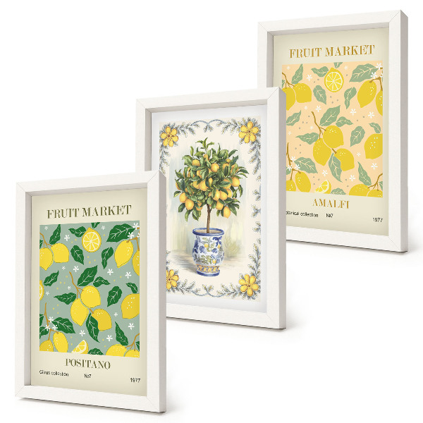 Set 3 tablouri Postere italiene cu citrice și fructe