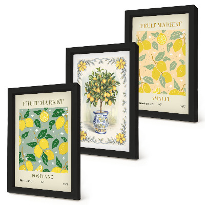 Set 3 tablouri Postere italiene cu citrice și fructe