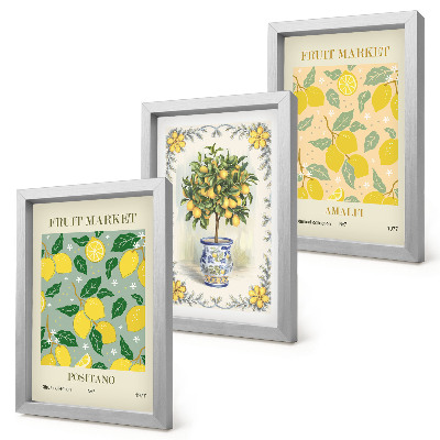 Set 3 tablouri Postere italiene cu citrice și fructe