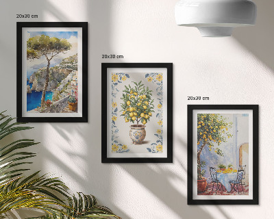Set 3 tablouri Picturi italiene cu vedere la mare și lămâi