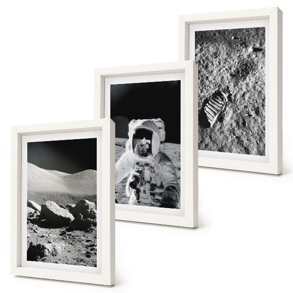 Galerie de perete Fotografii pe Lună cu astronaut și amprentă