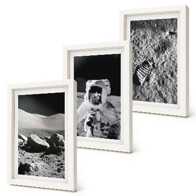 Galerie de perete Fotografii pe Lună cu astronaut și amprentă