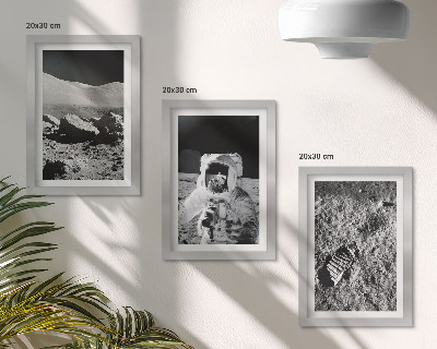 Galerie de perete Fotografii pe Lună cu astronaut și amprentă