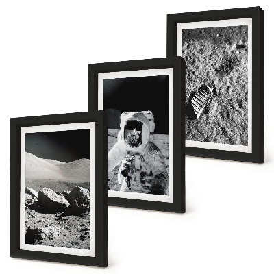 Galerie de perete Fotografii pe Lună cu astronaut și amprentă