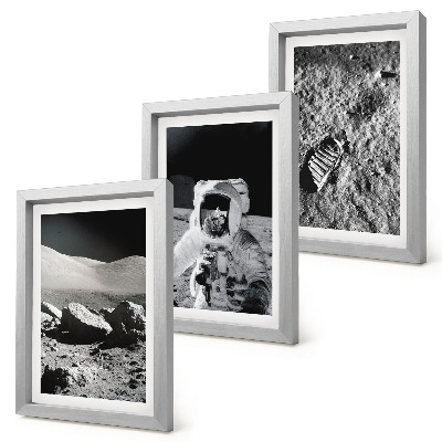 Galerie de perete Fotografii pe Lună cu astronaut și amprentă