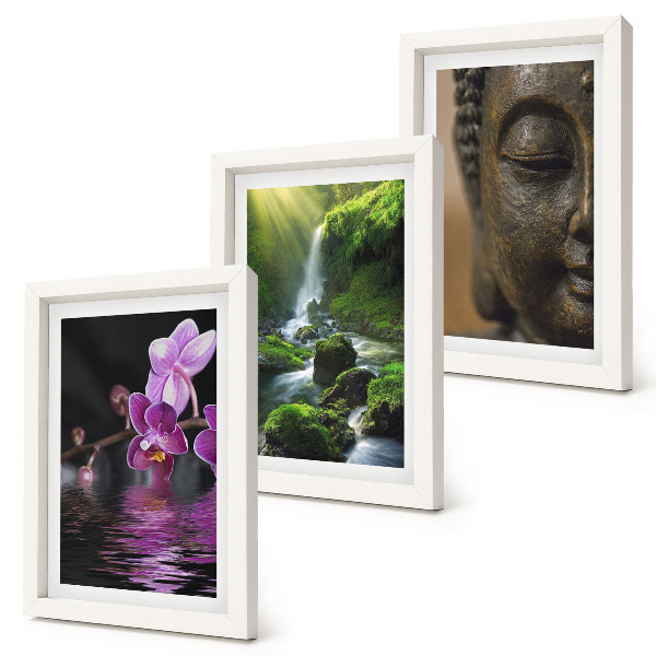 Galerie de perete Flori în cascada cu apă cu pietre verzi Buddha
