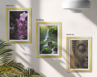Galerie de perete Flori în cascada cu apă cu pietre verzi Buddha
