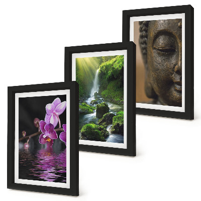 Galerie de perete Flori în cascada cu apă cu pietre verzi Buddha