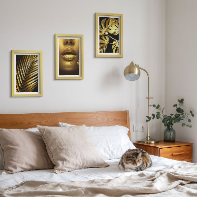 Set 3 tablouri Frunze de palmier, chip de femeie, frunze de monstera