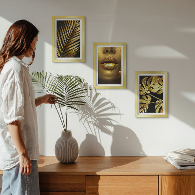 Set 3 tablouri Frunze de palmier, chip de femeie, frunze de monstera