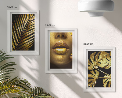 Set 3 tablouri Frunze de palmier, chip de femeie, frunze de monstera