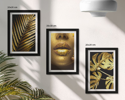 Set 3 tablouri Frunze de palmier, chip de femeie, frunze de monstera