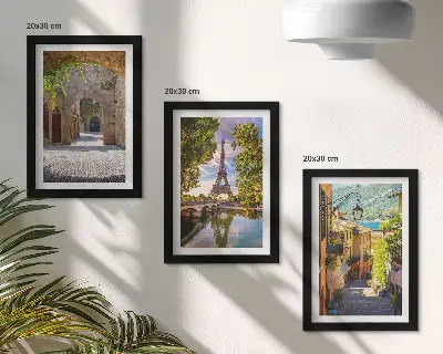 Galerie de perete cu străzi frumoase, arhitectură istorică și Turnul Eiffel