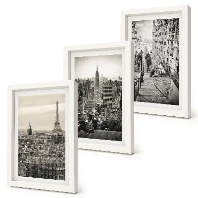 Set 3 tablouri cu vedere a orașului Paris, New York și scări fermecătoare