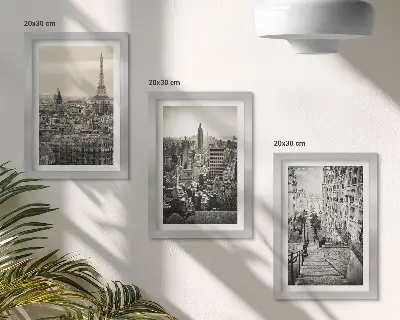 Set 3 tablouri cu vedere a orașului Paris, New York și scări fermecătoare