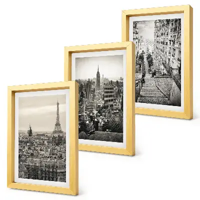 Set 3 tablouri cu vedere a orașului Paris, New York și scări fermecătoare