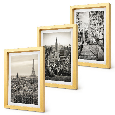 Set 3 tablouri Vedere a orașului Paris New York și scări fermecătoare