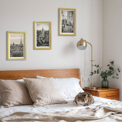 Set 3 tablouri Vedere a orașului Paris New York și scări fermecătoare