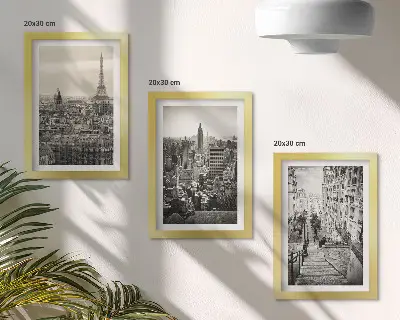 Set 3 tablouri cu vedere a orașului Paris, New York și scări fermecătoare