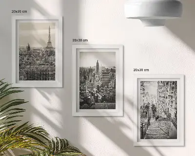 Set 3 tablouri cu vedere a orașului Paris, New York și scări fermecătoare