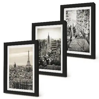 Set 3 tablouri cu vedere a orașului Paris, New York și scări fermecătoare