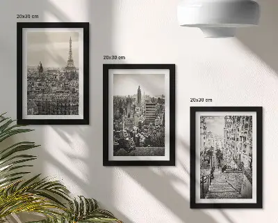 Set 3 tablouri cu vedere a orașului Paris, New York și scări fermecătoare