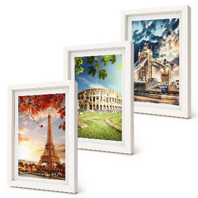 Set 3 tablouri Monumente ale Europei în culorile calde ale peisajului