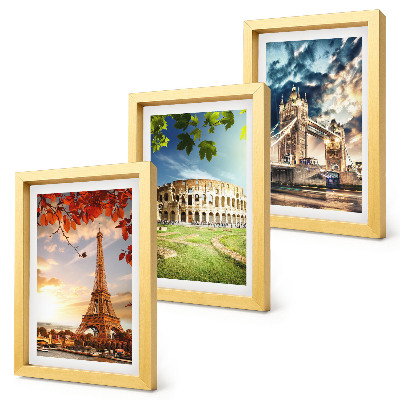 Set 3 tablouri Monumente ale Europei în culorile calde ale peisajului