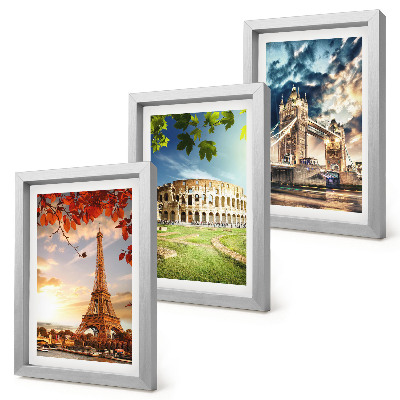 Set 3 tablouri Monumente ale Europei în culorile calde ale peisajului