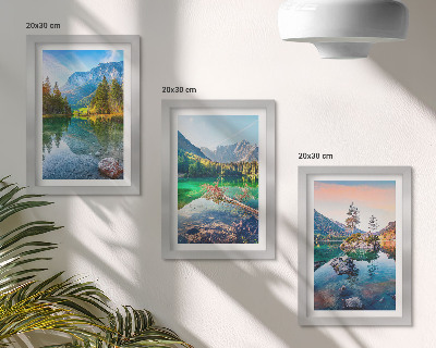 Set 3 tablouri Lacuri montane cu apă și peisaje naturale înconjurătoare