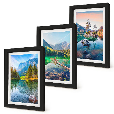 Set 3 tablouri Lacuri montane cu apă și peisaje naturale înconjurătoare
